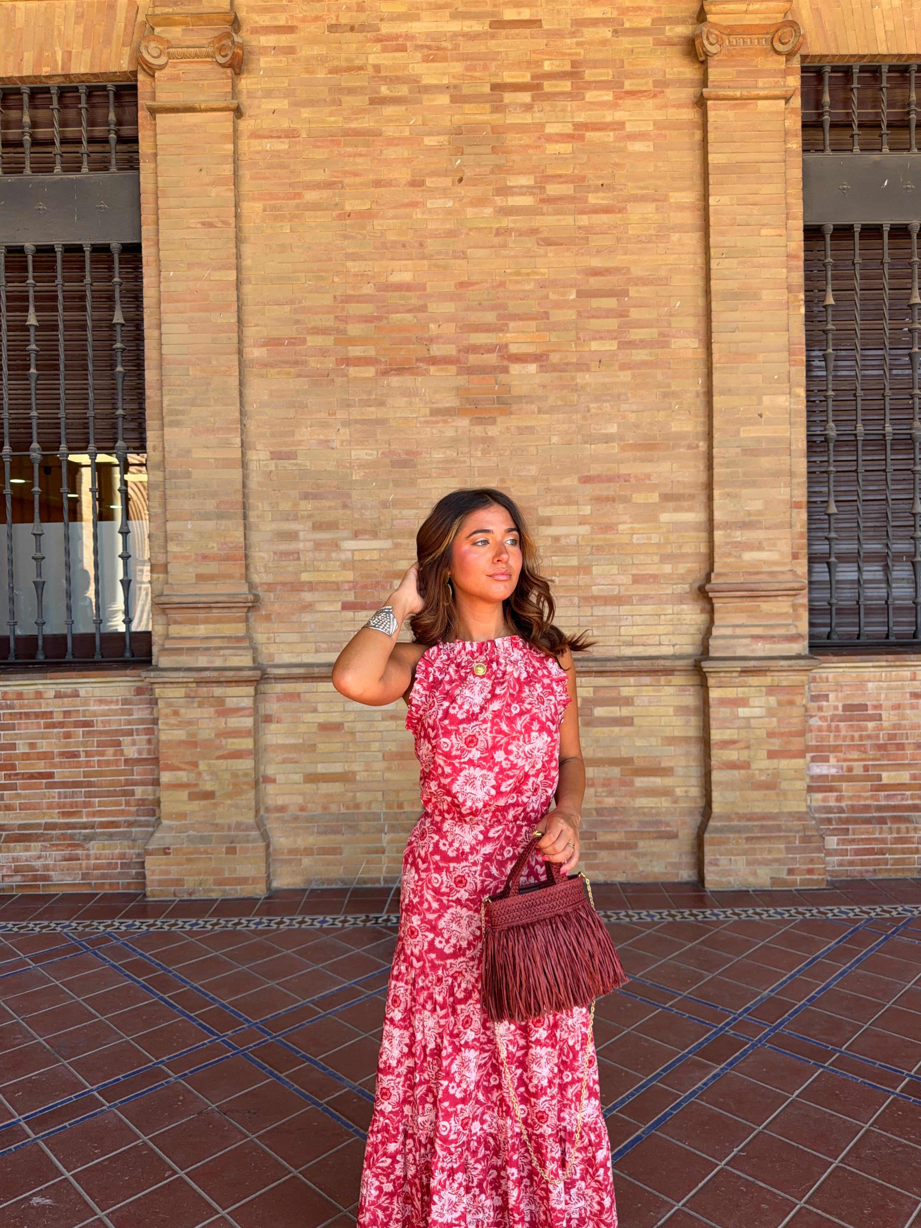 Vestido estampado volantes